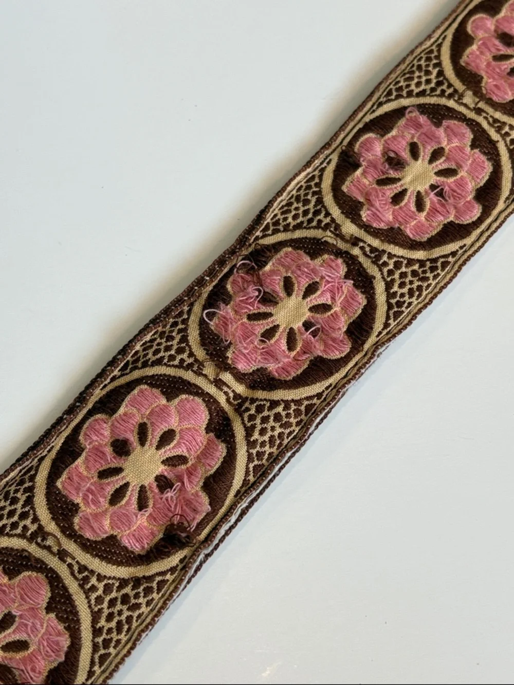 Hadley Pollet Embroidered Floral Belt - Pink Blue Flowers - Approx M/L